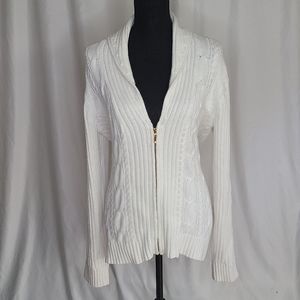 CHAPS white cable knit cardigan size XL